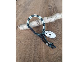 Anti-Tekenband met EM kralen 100% natuurlijk Kat met breakaway sluiting Blauw gemeleerd maat 2025