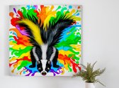 Fizzy skunk paint party | Fizzy Skunk Paint Party | Kunst - 60x60 centimeter op Canvas | Foto op Canvas