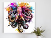 Colorful Cephalopod kunst - 80x80 centimeter op Canvas | Foto op Canvas - wanddecoratie
