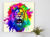 Vibrant Roaring Lion kunst - 100x100 centimeter op Canvas | Foto op Canvas - wanddecoratie