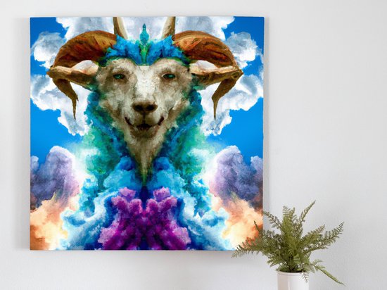 Oh My Goat kunst - 100x100 centimeter op Dibond | Foto op Dibond - wanddecoratie