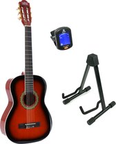 LaPaz 002 SB klassieke gitaar 3/4-formaat sunburst + statief + tuner