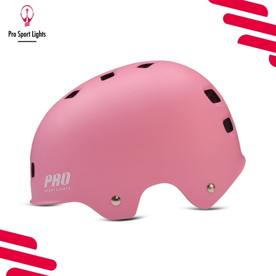 Casque PRO SPORT LIGHTS rose, vue de côté, avec logo blanc sur le côté.