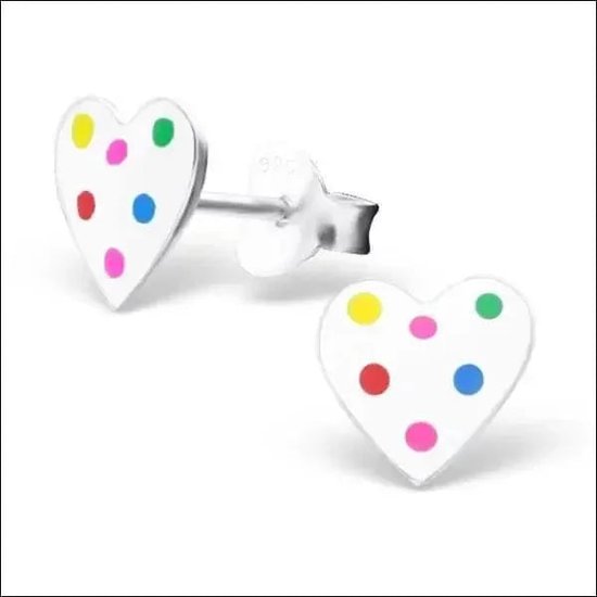 Aramat jewels ® - Oorbellen hart dots sterling zilver kinderen 7mm