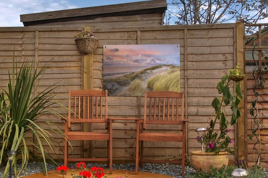 Décoration de jardin Plage - Mer - Dune - Coucher de soleil - 60x40 cm - Poster de jardin - Toile de jardin - Poster extérieur