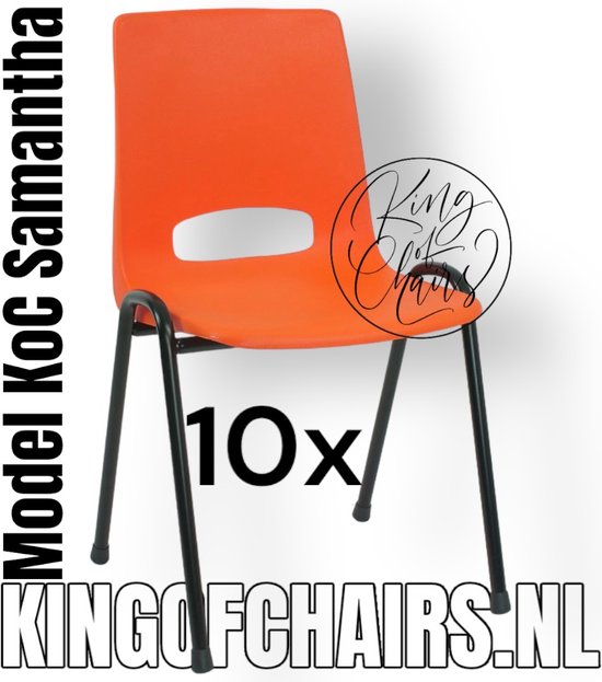 King of Chairs -set van 10- model KoC Samantha oranje met zwart onderstel. Kantinestoel stapelstoel kuipstoel vergaderstoel kantine stapel stoel kantinestoelen stapelstoelen kuipstoelen arenastoel kerkstoel schoolstoel De Valk 3320 bezoekersstoel