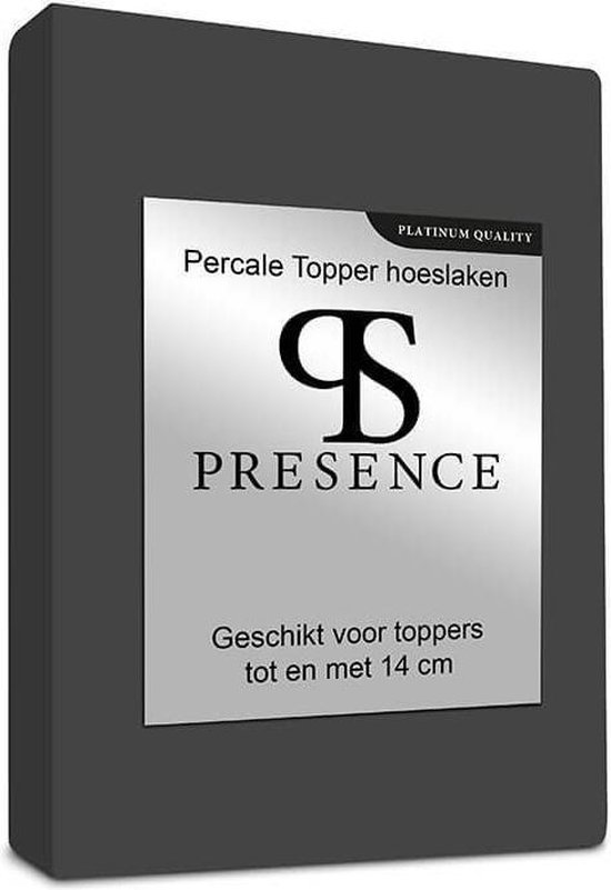 Topper Hoeslaken Antraciet 120x200 cm Percal Katoen Presence