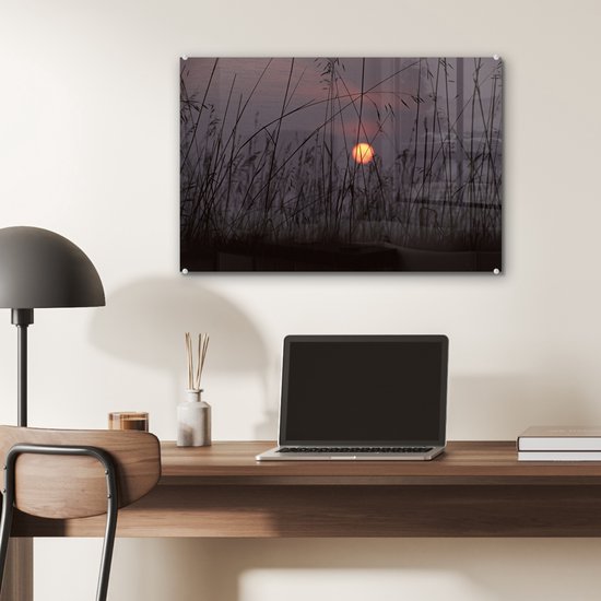 MuchoWow® Peinture sur verre 60x40 cm - Peinture sur verre acrylique - Le coucher de soleil à Emas - Photo sur verre - Peintures