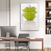 MuchoWow® Glasschilderij 60x90 cm - Schilderij acrylglas - Gesneden appel - Foto op glas - Schilderijen