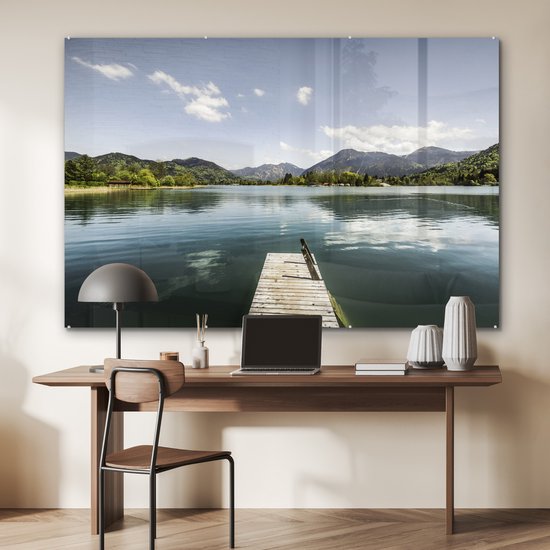 Peinture sur verre - Un lac bleu clair avec une jetée - 150x100 cm - Peintures sur Verre Peintures - Photo sur Glas