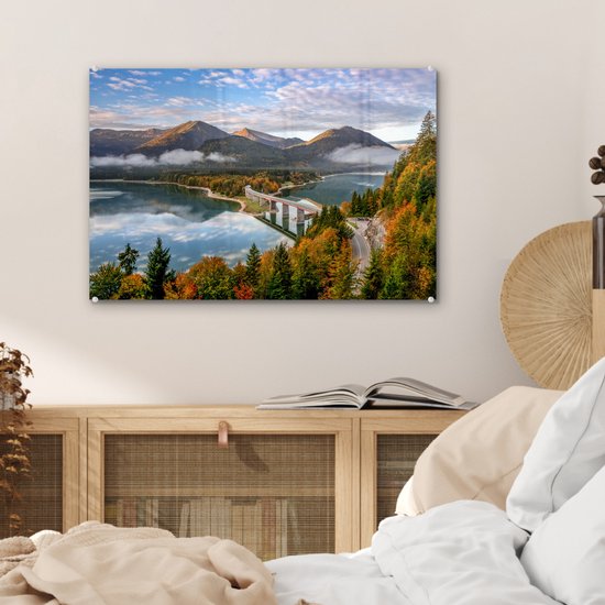 Peinture sur Verre - Alpes - Pont - Forêt - 60x40 cm - Peintures sur Verre Peintures - Photo sur Glas