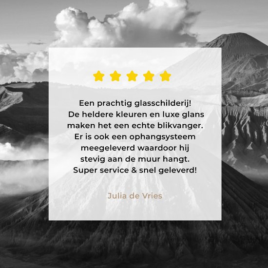 MuchoWow® Peinture sur verre - Indonésie - Volcan - Zwart - Wit - 90x60 cm - Peintures sur verre acrylique - Photo sur Glas