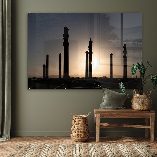 Silhouette de Persépolis perse en Iran Plexiglas 180x120 cm - Tirage photo sur Glas (décoration murale plexiglas) XXL / Groot format!