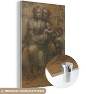 MuchoWow® Tableau en verre 40x60 cm - Peinture acrylique sur verre - Maria avec enfant et Sainte-Anne - Leonardo da Vinci - Photo sur verre - Peintures