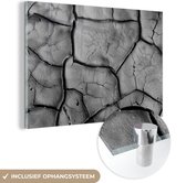 Glasschilderij - Zwart - Wit - Klei - Steen - 60x40 cm - Schilderij glas - Kamerdecoratie