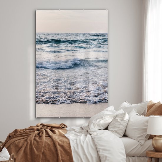MuchoWow® Peinture sur verre 120x180 cm - Peinture acrylique sur verre - Mer - Plage - Été - Photo sur verre - Peintures
