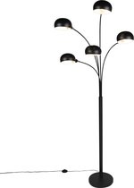 Bol.com QAZQA sixties fl - Design Vloerlamp | Staande Lamp met zwenkarm - 5 lichts - H 1980 mm - Zwart - Woonkamer aanbieding
