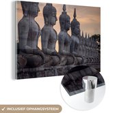 MuchoWow® Glasschilderij 60x40 cm - Schilderij acrylglas - Boeddhabeelden in Thailand - Foto op glas - Schilderijen