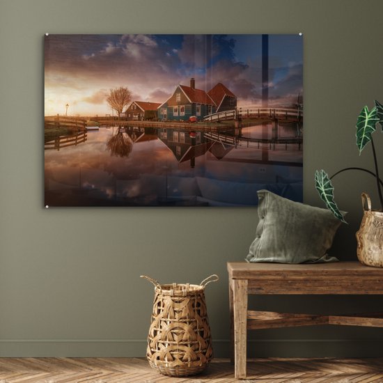 MuchoWow® Peinture sur Verre - Zaanse schans - 90x60 cm - Peintures sur Verre Acrylique - Photo sur Glas