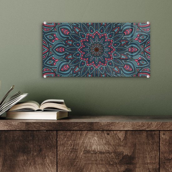 MuchoWow® Peinture sur Verre - Mandala avec Formes de la Nature - 40x20 cm - Peintures sur Verre Acrylique - Photo sur Glas