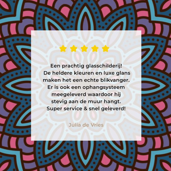 MuchoWow® Peinture sur Verre - Mandala avec Formes de la Nature - 40x20 cm - Peintures sur Verre Acrylique - Photo sur Glas