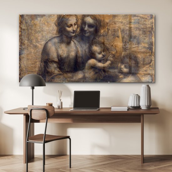 Peinture sur Verre - Marie à l'Enfant et Sainte Anne - Leonardo de Vinci - 160x80 cm - Peintures sur Verre Peintures - Photo sur Glas