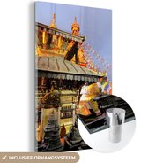 MuchoWow® Glasschilderij 20x30 cm - Schilderij acrylglas - Kleurrijke Swayambhunath stupa in Nepal - Foto op glas - Schilderijen