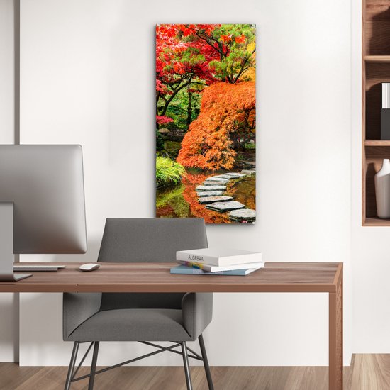 Peinture sur verre - Photo sur verre - Arbres - Pierres - Chemin - Nature - Japonais - Verre acrylique - Décoration murale - 40x80 cm - Peinture sur verre nature - Décoration murale - Peinture sur verre - Peintures de salon