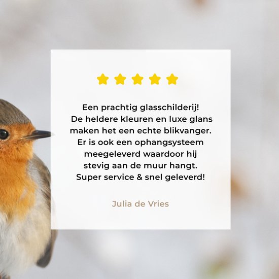 Robin sur une fine branche en hiver Plexiglas 180x120 cm - Tirage photo sur Glas (décoration murale plexiglas) XXL / Groot format!