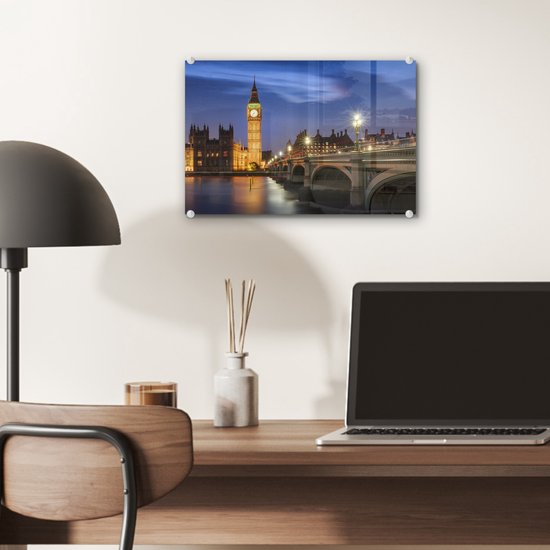 Formation de nuages colorés sur Big Ben à Londres Plexiglas 30x20 cm - petit - Tirage photo sur Glas (décoration murale en plexiglas)