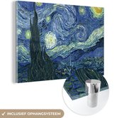 MuchoWow® Glasschilderij 90x60 cm - Schilderij acrylglas - Sterrennacht - Schilderij - Oude meesters - Vincent van Gogh - Foto op glas - Schilderijen