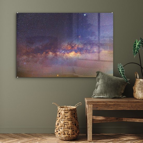 MuchoWow® Peinture sur Verre - Ciel Étoilé - Étoiles - Ciel - 90x60 cm - Peintures sur Verre Acrylique - Photo sur Glas