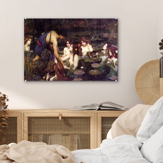 Peinture sur verre - Hylas et les nymphes - peinture de John William Waterhouse - 60x40 cm - Peintures Plexiglas