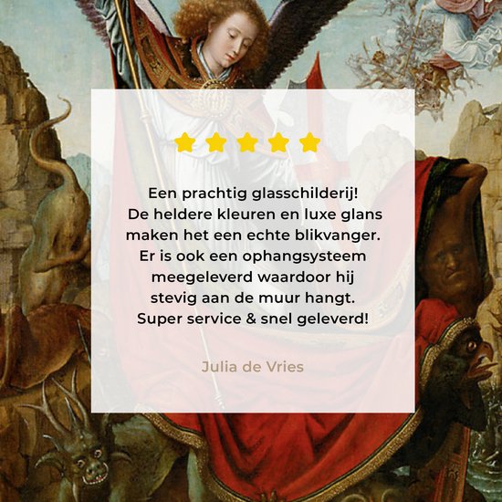 Peinture sur Verre - Retable de St Michel - Peinture de Gérard David - 30x20 cm - Peintures sur Verre Peintures - Photo sur Glas