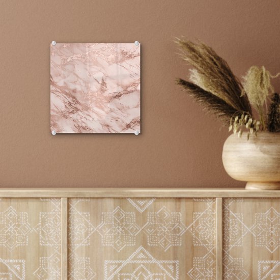 Peinture sur Verre - Marbre - Motif - Rose - 20x20 cm - Peintures sur Verre Peintures - Photo sur Glas