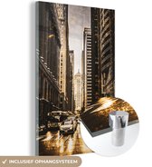 ® Glasschilderij 100x150 cm - Schilderij acrylglas - Auto - Goud - Wegen - Foto op glas - Muurdecoratie woonkamer - Wanddecoratie slaapkamer - Schilderijen
