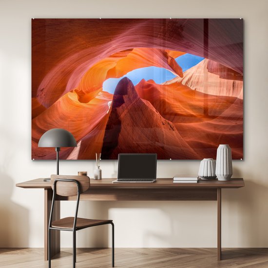 MuchoWow® Peinture sur verre 180x120 cm - Peinture sur verre - Formations rocheuses dans l'Antelope Canyon - Photo sur verre acrylique - Peintures