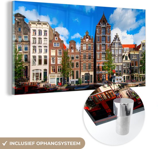 Peinture sur Verre - Amsterdam - Été - Bateau - 160x80 cm - Peintures sur Verre Peintures - Photo sur Glas