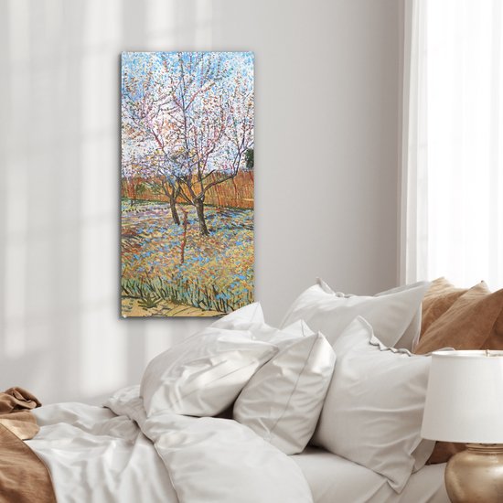 MuchoWow® Peinture sur verre 40x80 cm - Peinture acrylique sur verre - Pêcher en fleurs - Vincent van Gogh - Photo sur verre - Peintures