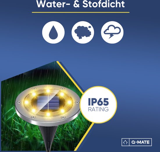 Q-Mate 4 x LED Solar Grondspot Zilver - Solar Tuinverlichting - Buitenlamp - Tuinverlichting op Zonne-Energie