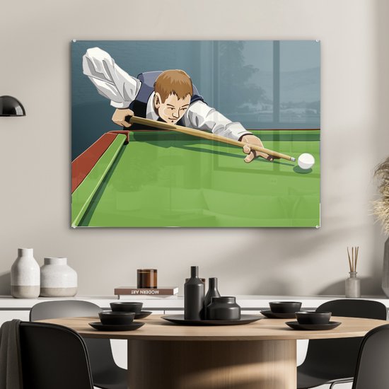 Peinture sur verre - un homme qui frappe en jouant au billard - 80x60 cm - Peintures sur Verre Peintures - Photo sur Glas