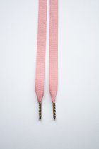 Schoenveters plat - uni oud roze - 120cm - bronzen nestels