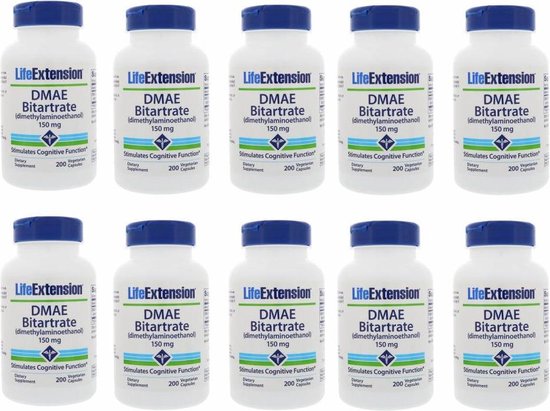 DMAE Bitartrate (dimethylaminoethanol), 150 Mg 200 Vegetarian Capsules ...