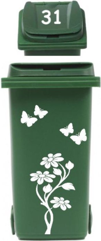 Set sticker kliko container bloem met vlinders & huisnummer | Rosami