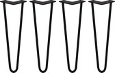 4 x Tafelpoten staal - Lengte: 40.6cm - 2 pin - 12mm - Zwart - SkiSki Legs ™ - pinpoten Retro hairpin