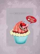 Fotobehang Cupcake Vintage Retro | XXL - 206cm x 275cm | 130g/m2 Vlies