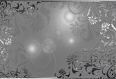 Papier peint Motif Floral Noir Blanc Gris | XXL - 312 cm x 219 cm | Polaire 130g / m2