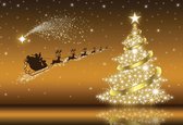 Fotobehang Christmas Tree Santa Claus | XXL - 312cm x 219cm | 130g/m2 Vlies