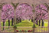 Fotobehang Flowers Through The Arch | XXL - 312cm x 219cm | 130g/m2 Vlies