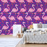 Fotobehang Flamingo Pattern | VEL - 152.5cm x 104cm | 130gr/m2 Vlies